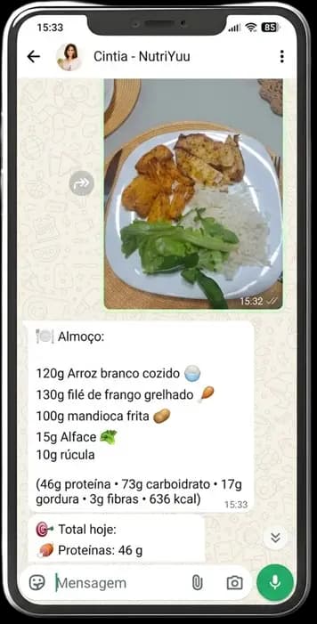Conversa NutriYuu no WhatsApp - envio de foto de refeição