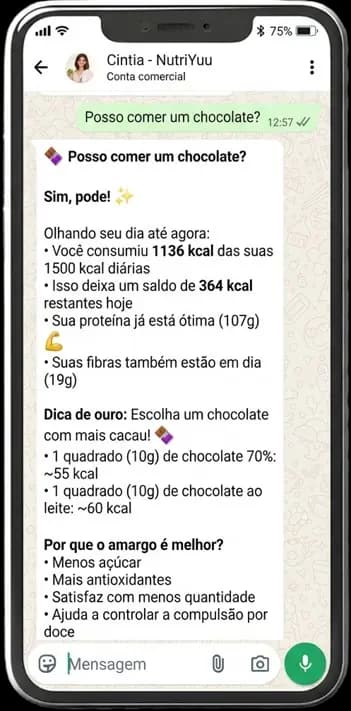 Tirando dúvidas de alimentação no WhatsApp